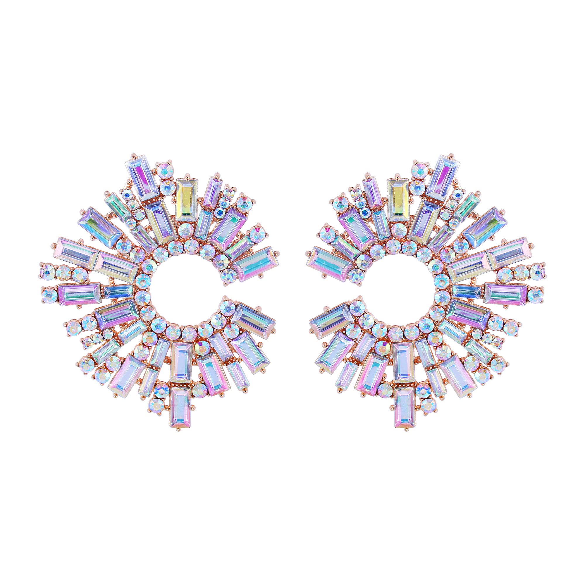 BiBeary Statement Earrings for Women Round Fashion Bohemian Pave Crystal Fashion Prom Party Pageant