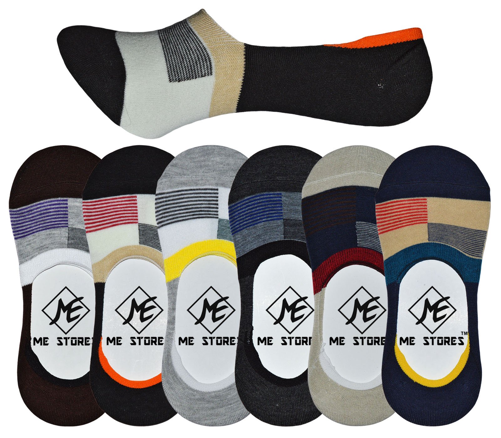 ME STORESMen's Cotton Solid No Show Sneakers Socks (Large) - Pack of 6 Pair, Black