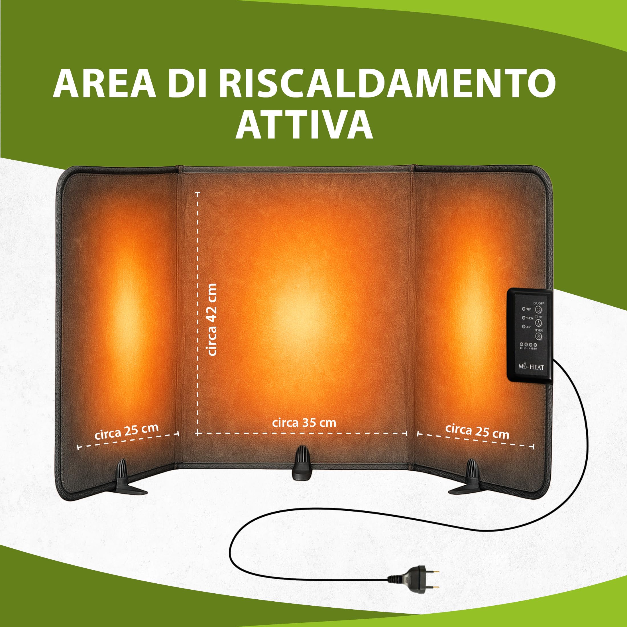 Mi-Heat Pannello Infrarossi Riscaldamento Pieghevole (260W) – Stufa Infrarossi per Home Office e Smart Working – Scaldagambe Elettrico Sotto Scrivania con Timer e 3 Livelli, Grigio
