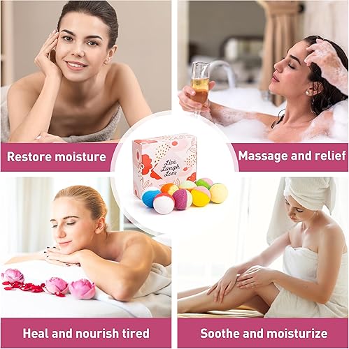 Miniatura 6 de 48 bombas de baño naturales y orgánicas para mujeres y niños, ricas en aceites esenciales, relajación y alivio del estrés, juego de regalo de bombas