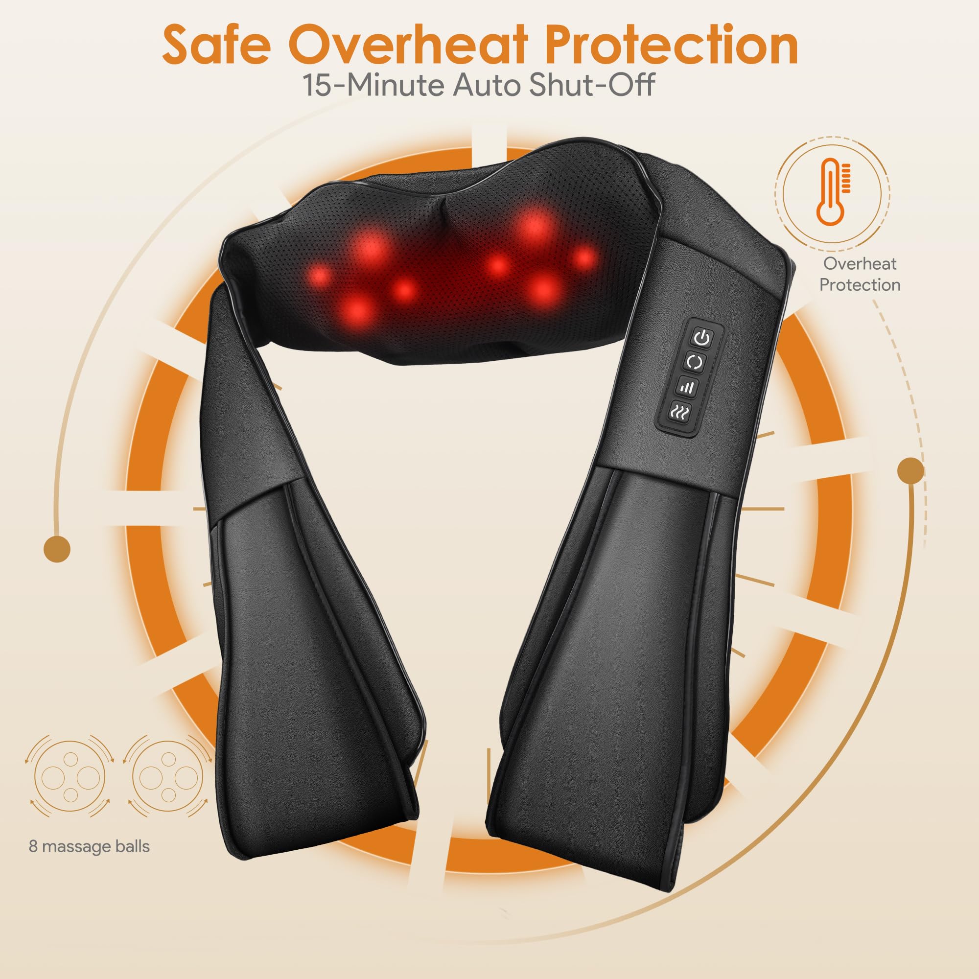 Brelley Masajeador Cervical y Espalda, Masaje con Calor Relajante, Ideal para Aliviar el Dolor Muscular, Regalo para Mujeres y Hombres, Mamá y Papá