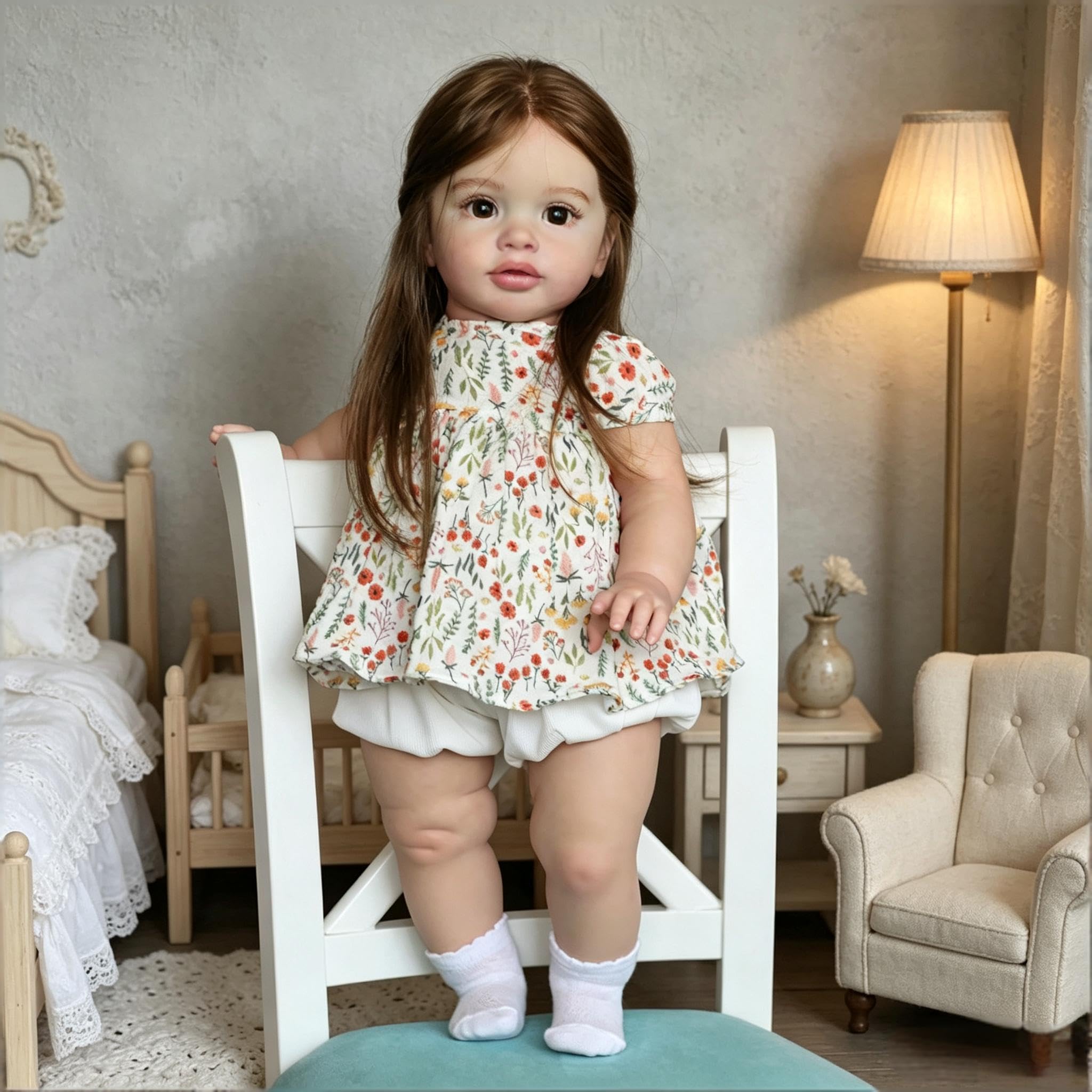 RXDOLL Big Size Reborn Baby Dolls Pippa 66 cm Realistyczne Reborn Maluch Dziewczynka Miękka tkanina Winylowa Body Prawdziwie wyglądająca laleczka Baby Doll Długie włosy Realistyczna lalka dla dzieci w