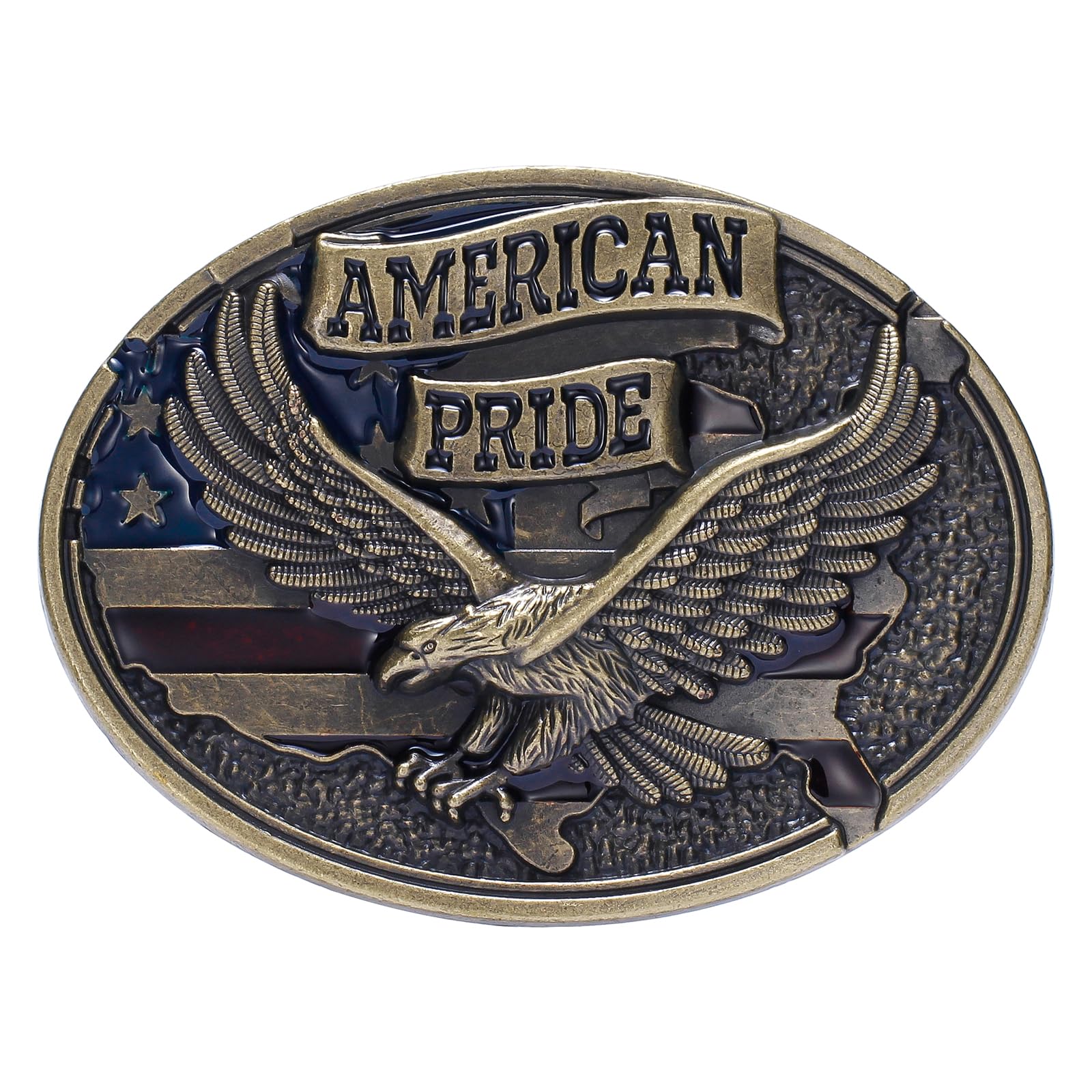 TYWestyles Belt Buckles for men women - Western Cowboy Belt Buckle American Flag and Eagle Belt Buckle (Bronze American pride buckle, Medium)