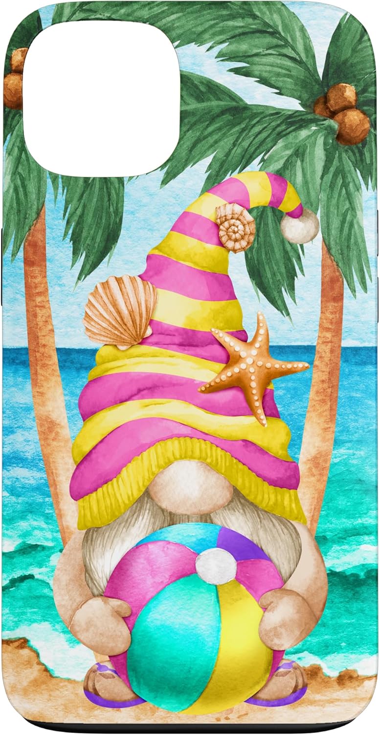 iPhone XR Funny Hawaiian Summer Gnome Under Palm Tree For Beach Surfer Case