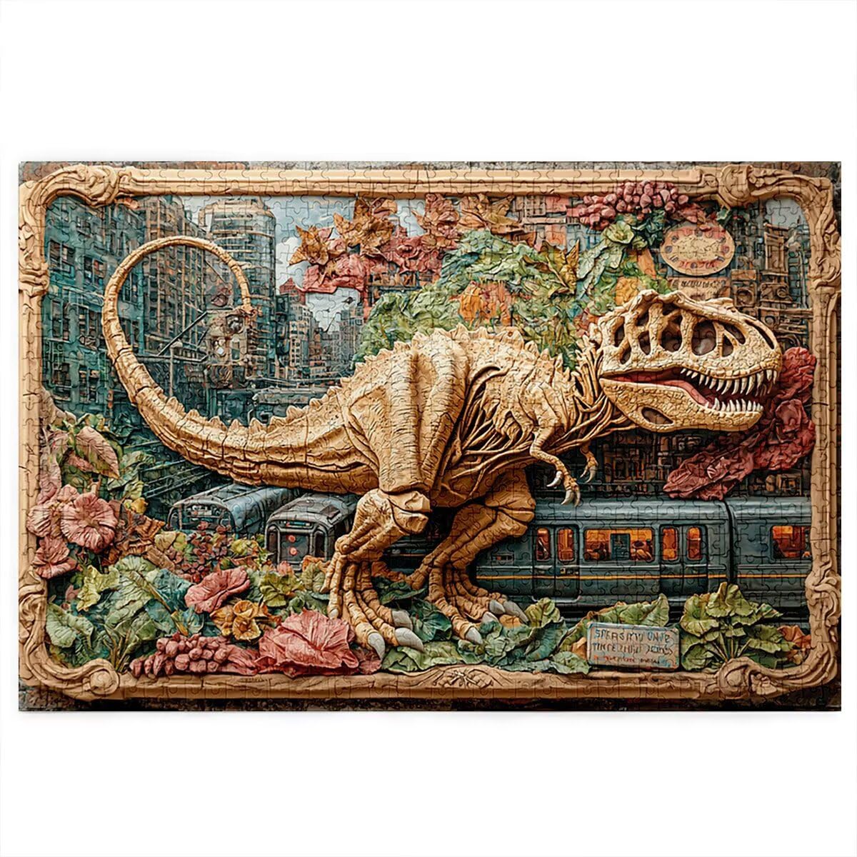 Puzzle 5000 elementów, dinozaury, kwiaty 5000 elementów dla dorosłych, drewniane puzzle dla dorosłych, trudna łamigłówka, gra logiczna dla całej rodziny, drewniane puzzle do dekoracji salonu, prezenty