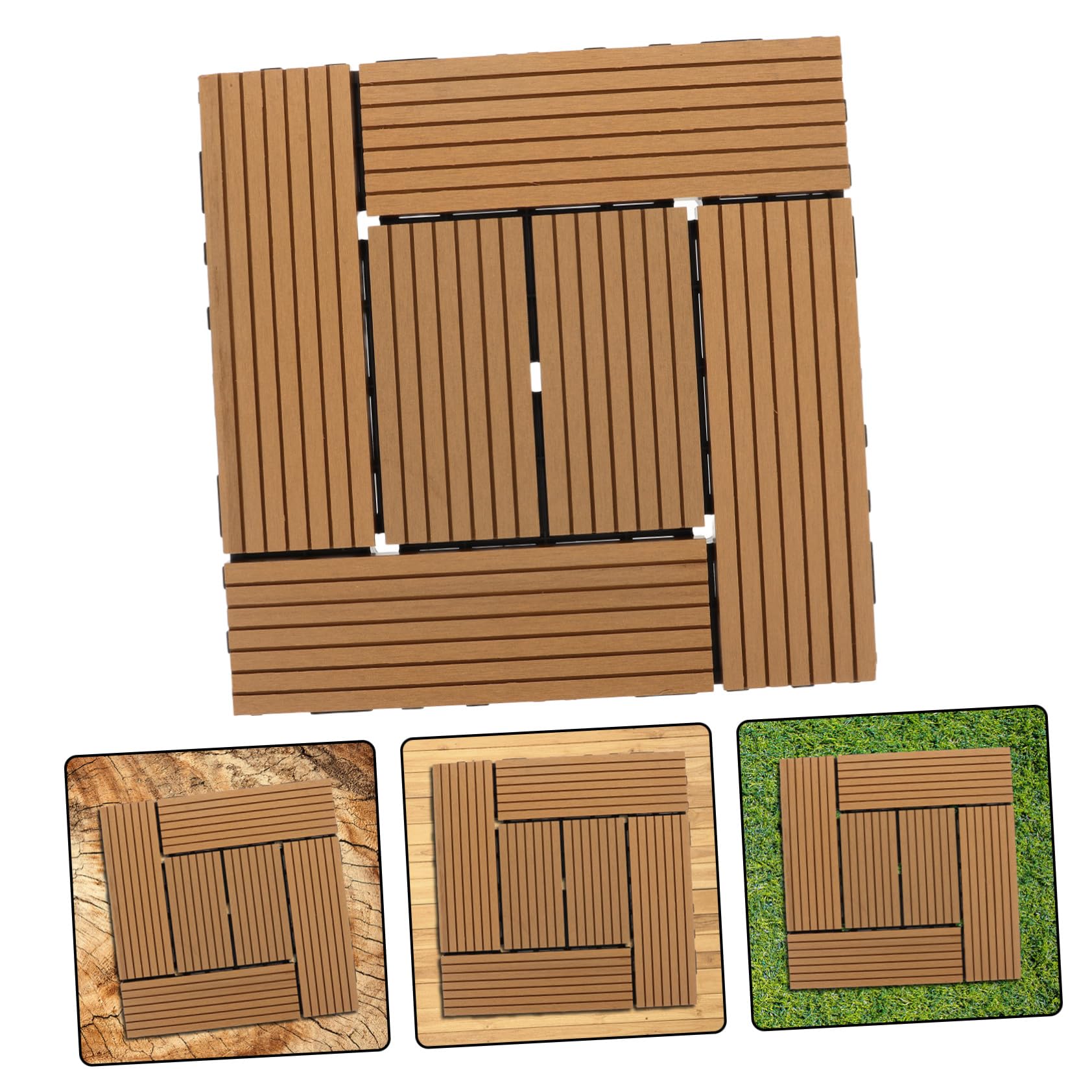 VILLCASE Dalles de Terrasse Clipsables Composite Résistantes Aux Intempéries Antidérapantes pour Balcon Jardin Patio DIY