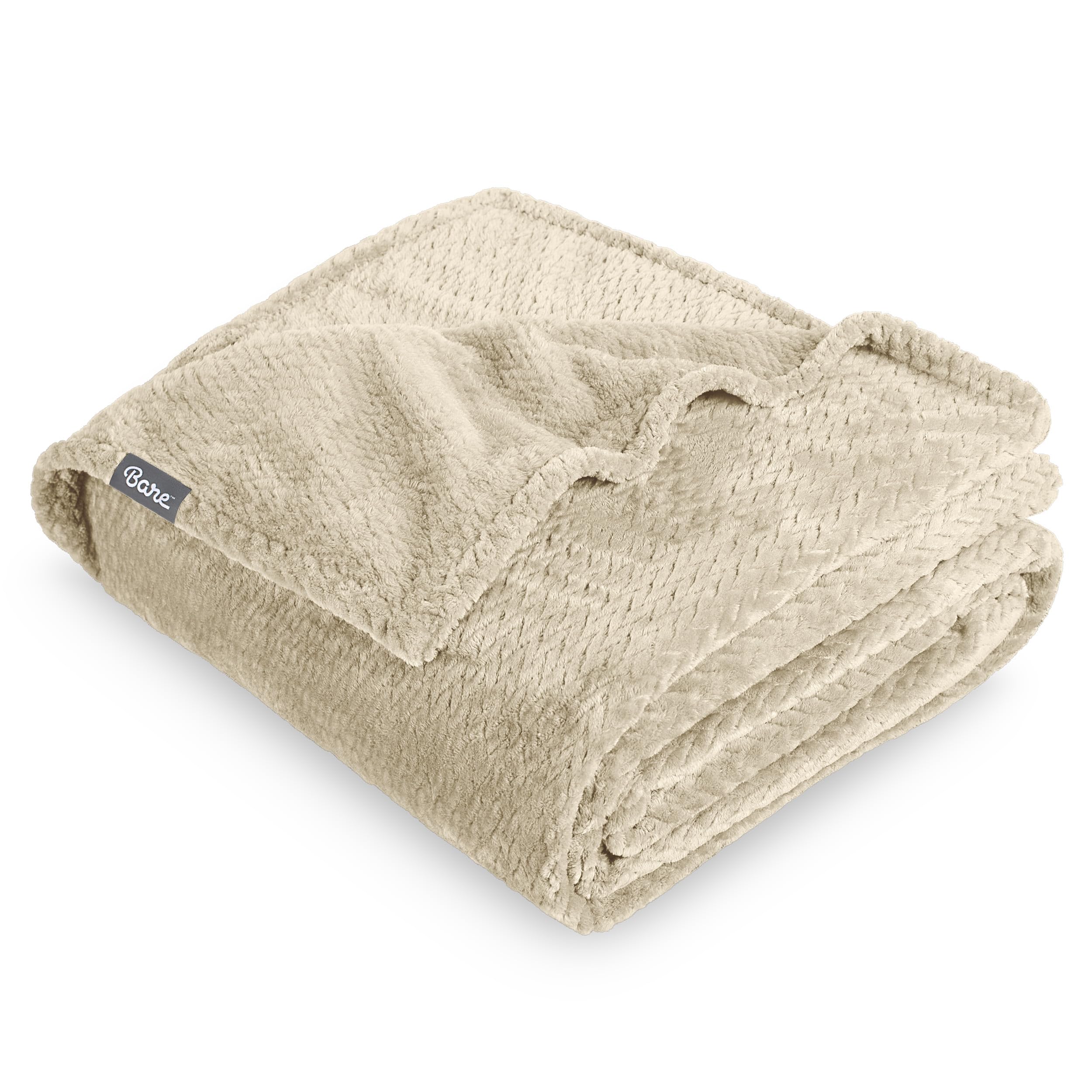 Bare Home Fleece Blanket Luxury Microplush (King, Chevron Oyster)