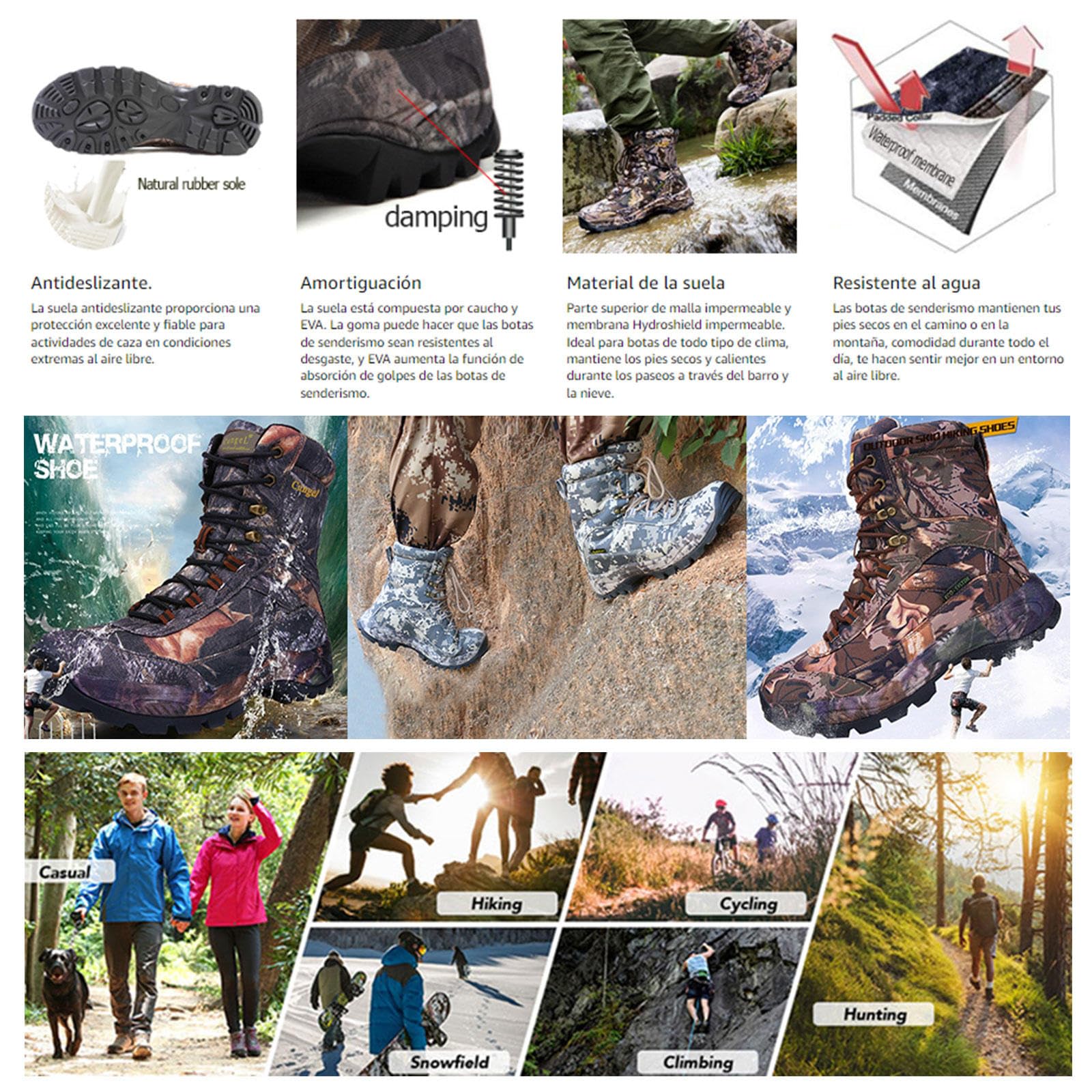 Neu Bottes de chasse imperméables pour hommes avec motif camouflage, bottes tactiques militaires, chaussures d'extérieur respirantes et antidérapantes, bottes de jungle légères,C-43