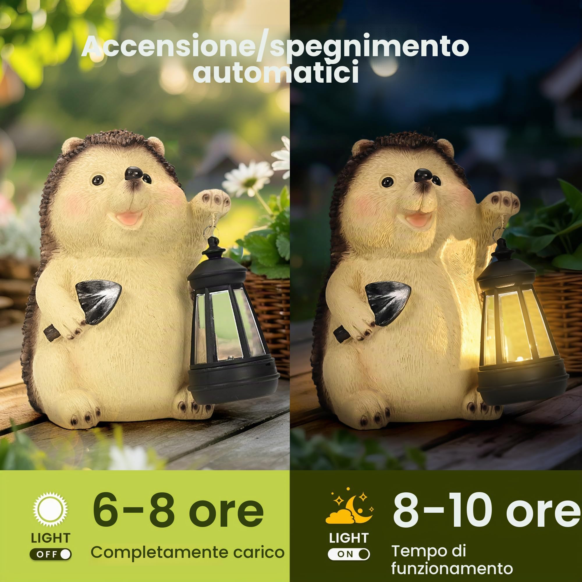 GIGALUMI Ornamenti da Giardino a Forma di Riccio per Esterni con Lanterna Solare, Regali Unici per la Mamma, per Donne, Regalo di Compleanno per Mamma e Nonna, Statue da Giardino Impermeabili