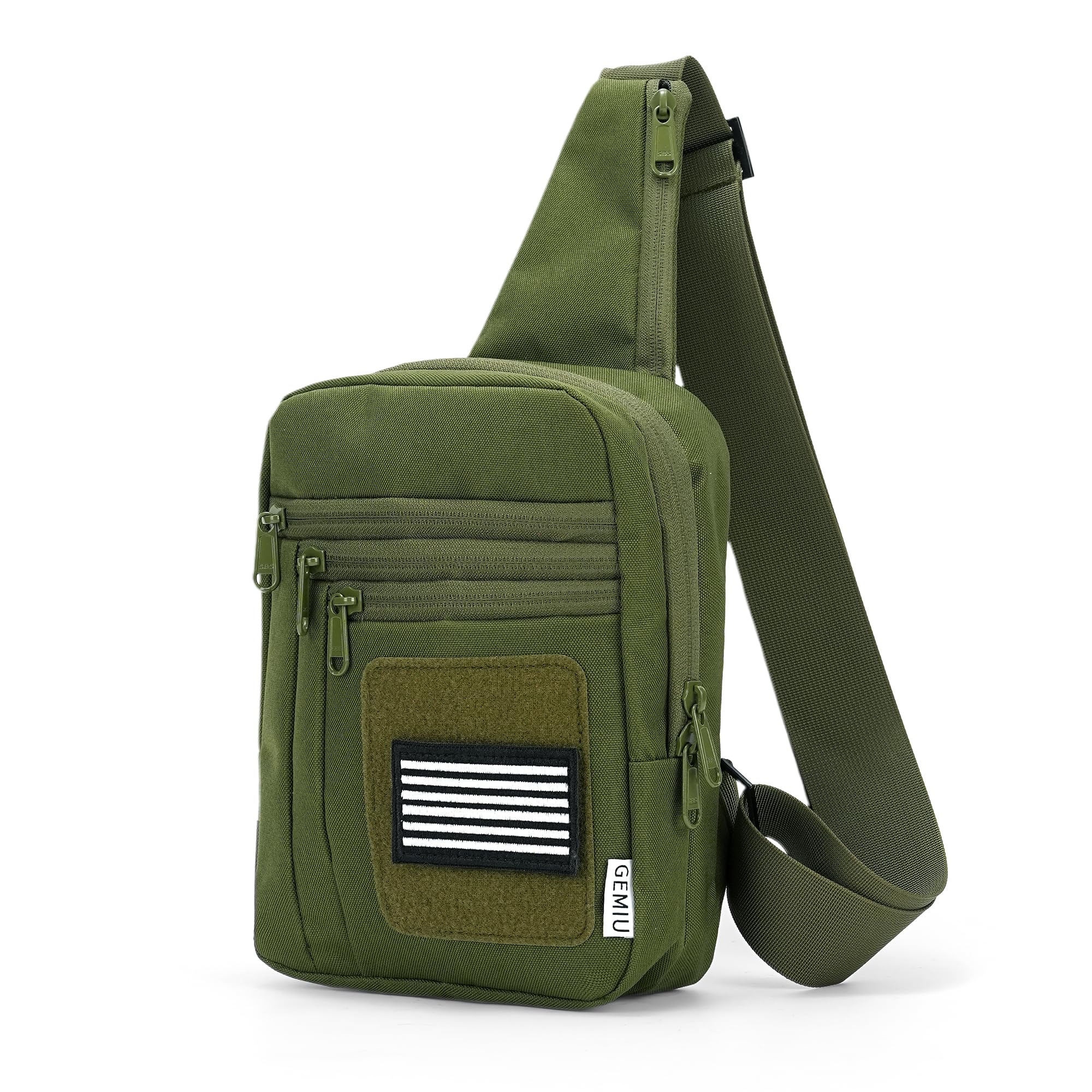 GEMIU Tactical Sling Bag For Men Military Concealed Carry Fanny Pack With Secure Chest Holster Crossbody Bag Shoulder Bag For Range, Travel, Hiking, Outdoor Sports Green