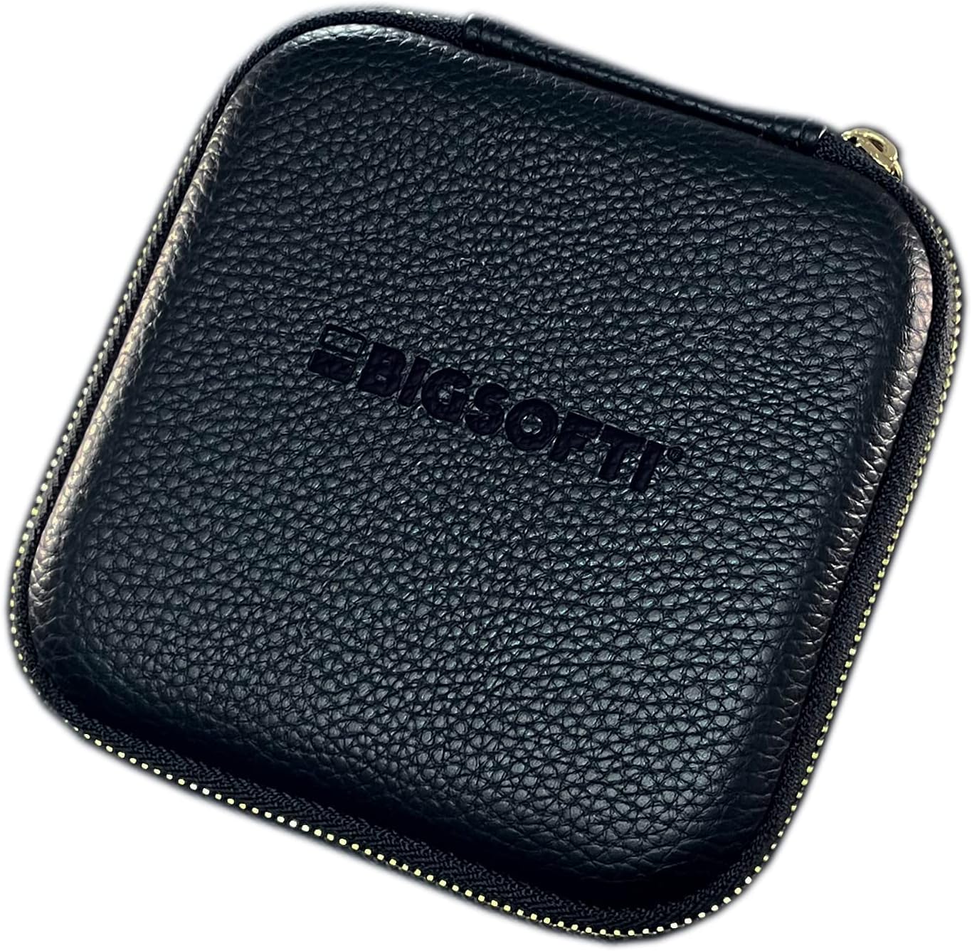 The Big Soft Case - Carry Case for Your BIGSOFTI One & Accessories, Black & Gold, Black Leather look portable hard case with gold zipper detailing
