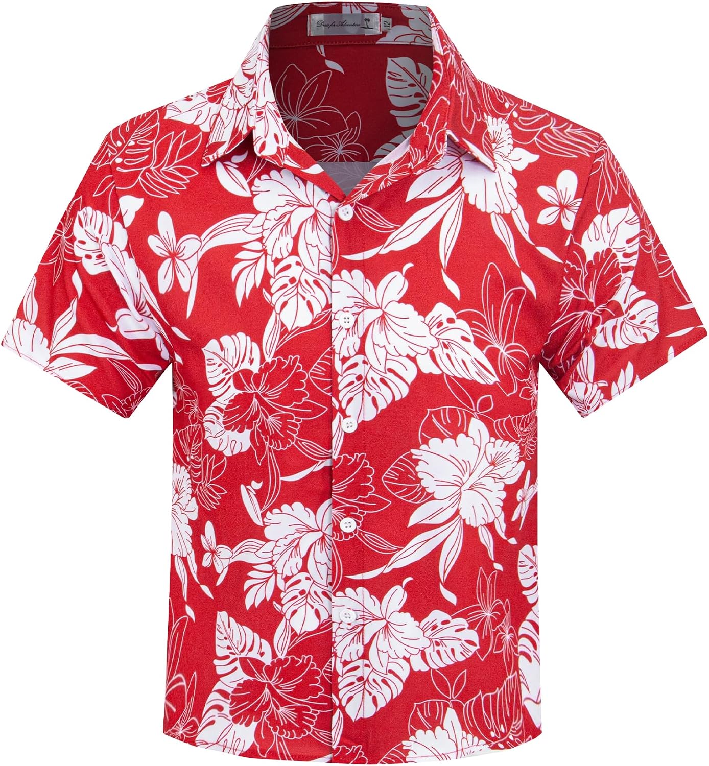 Weecreeture Boys Hawaiian Shirt Kids Tropical Aloha Shirt Button Down Short Sleeve Beach Summer Luau Party Shirt 7-14