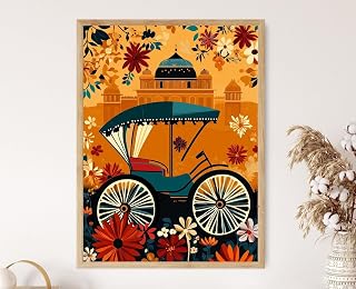 momima Colorful Rickshaw Art Print Traditional Indian Transport Vibrant Street Life