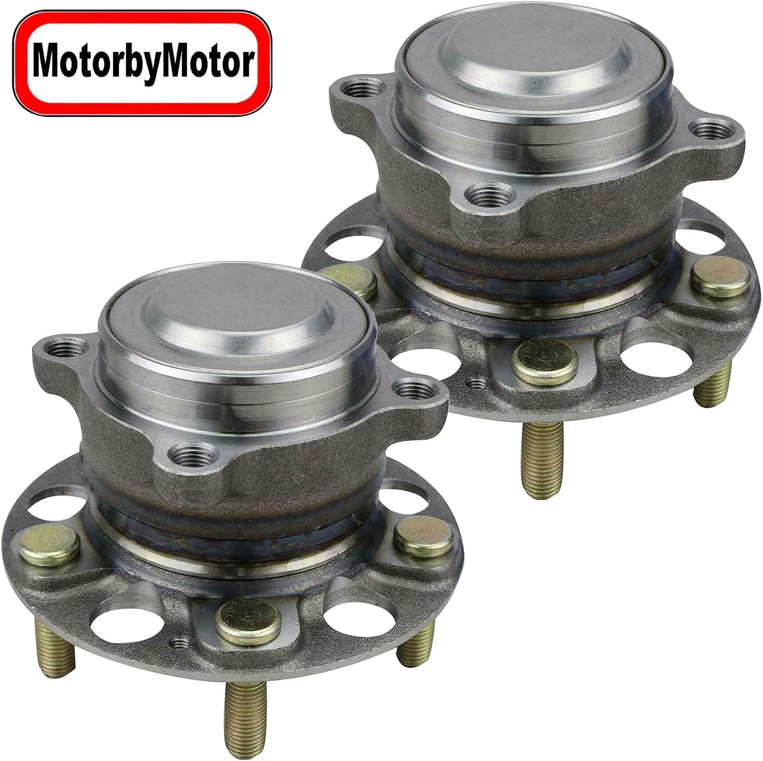 MotorbyMotor 512516 Rear Wheel Bearing and Hub Assembly with 5 Lugs fits for Honda Accord (2.0L L4 Electric/Gas Models Only) Low-Runout OE Directly Replacement Hub Bearing (2 Pack)