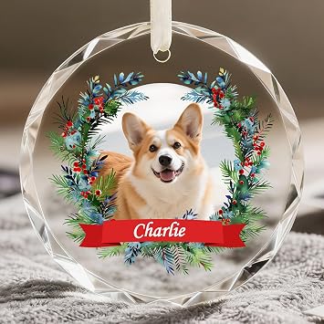 Personalized Dog Christmas Ornaments 2026, Custom Pet Ornaments for Christmas Tree with Photo & Name, Dog Memorial Ornament, Personalized Puppy Xmas Decoration Gifts