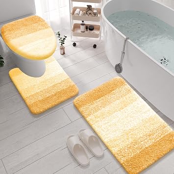 Arotive Microfiber U-Shaped Bathroom Rugs Sets 3 Piece, 30x20+24x20+17.5x15