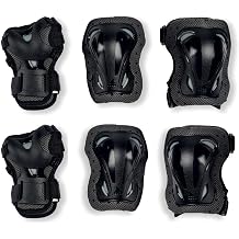 Rollerblade Skate Gear 3 Pack Inline Skate Protector Set - Inline Protectors for Elbow Knee and Hand for Men and Women Unisex Black