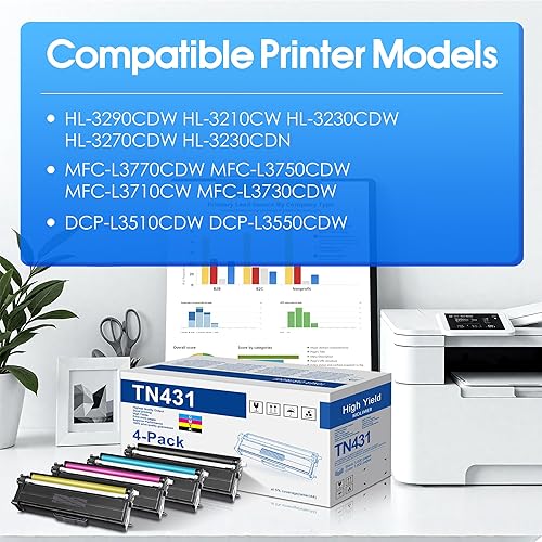 Miniatura 2 de TN431 TN-431 - Cartuchos de tóner compatibles con TN431BK TN431C TN431Y TN431M, repuesto para Brother TN431 TN433 MFC-L8900CDW HL-L8360CDW