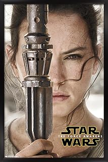 Trends International Star Wars: The Force Awakens - Rey Portrait Wall Poster, 22.375" x 34", Black Framed Version