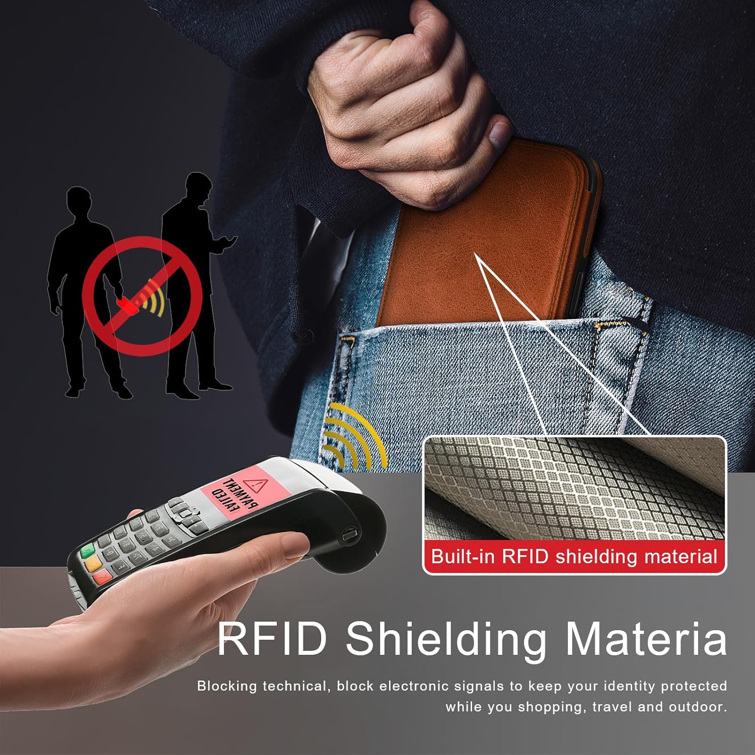 DJDUCK Designed for iPhone 17 Case Wallet with Card Holder, [Magnetic Clasp Cover] [RFID Blocking Leather Protection] Shockproof Women Men Cases 6.3 Inch for Apple 17 Light Brown - Image 4