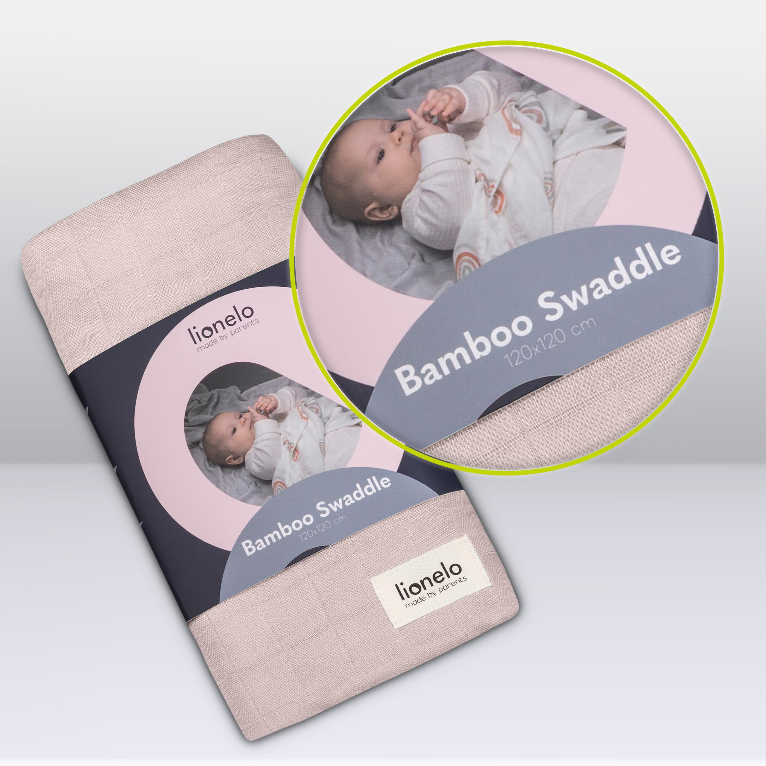 Lionelo Bamboo Swaddle mussola per fasciare neonato cotone bambù 100% naturale 120 x 120 cm Beige