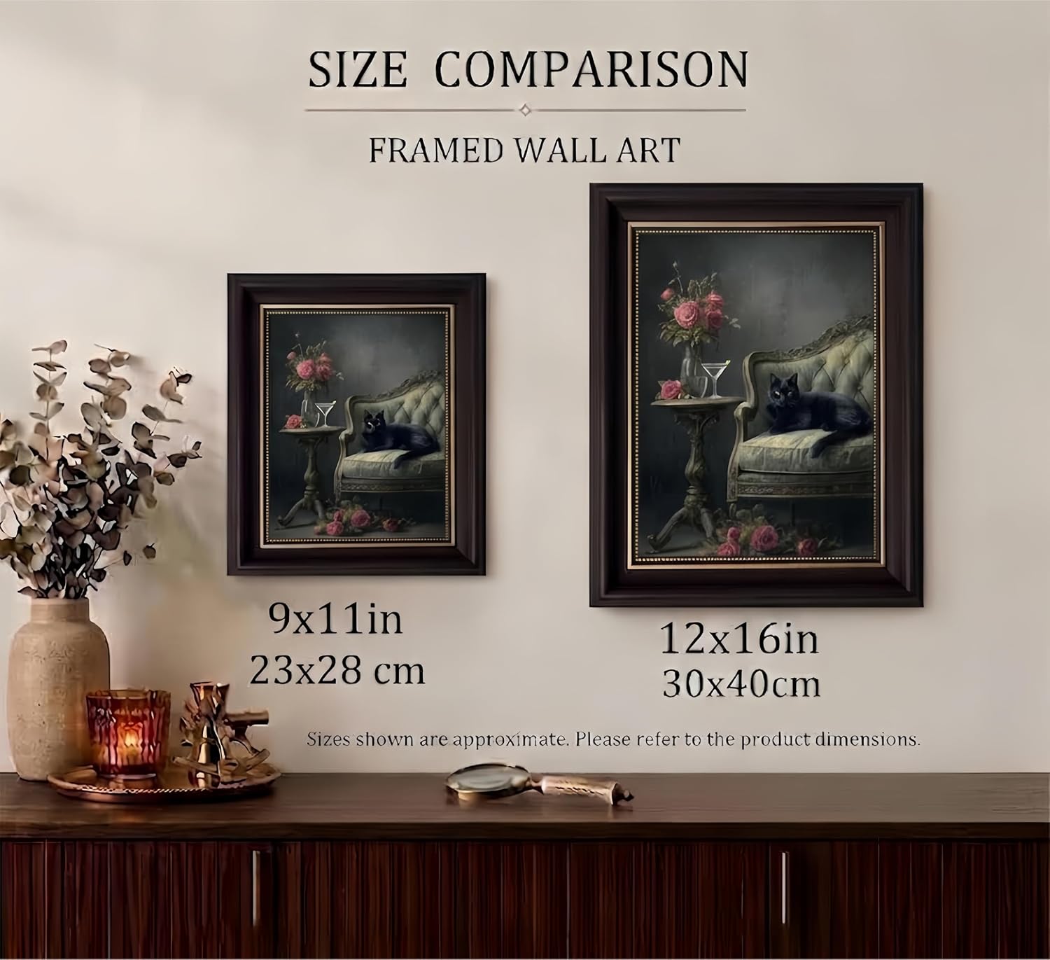 HELTYHB Black Cat with Martini Wall Art Lazy Cat Wall Decor 12x16 In image 3