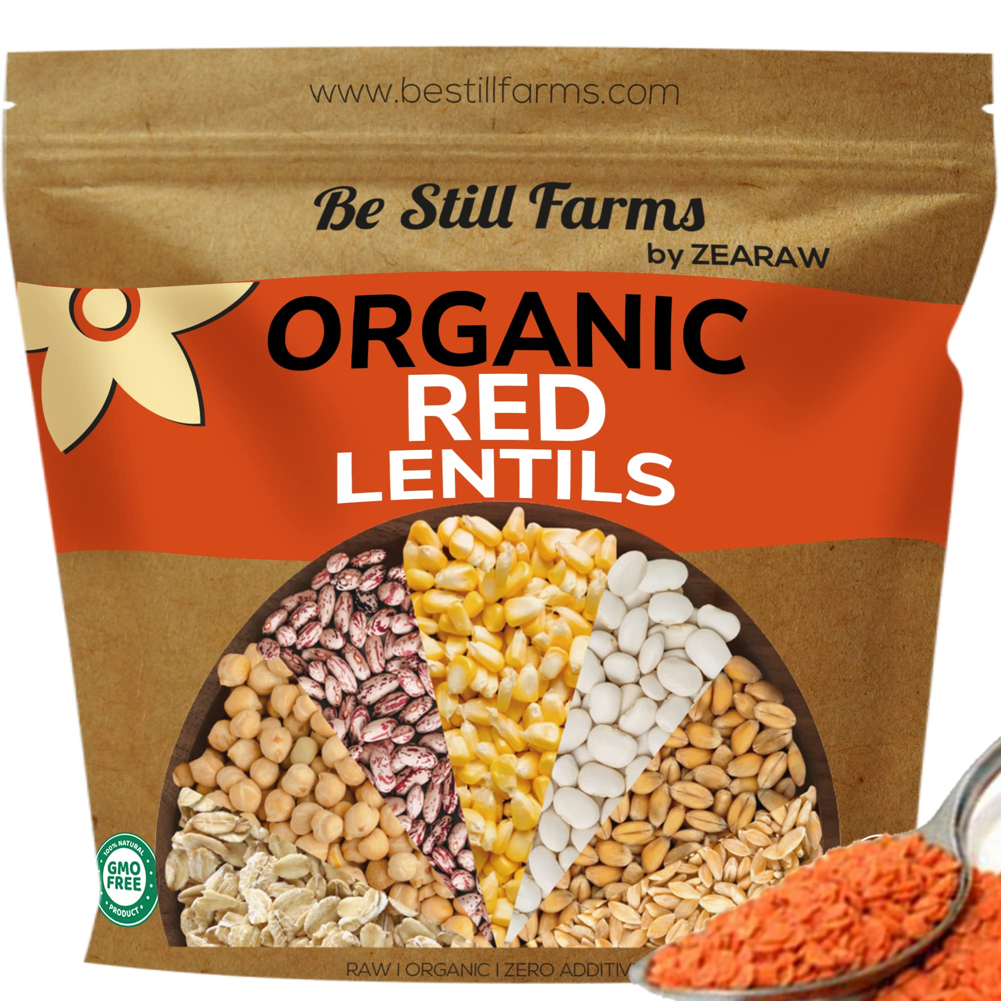 Organic Red Lentils Dry by Be Still Farms - Lentils Bulk (4.8lb) aka Masoor Dal - Ideal for Soup, Pasta, Pilof - High in Protein & Fiber | USDA Certified | USA Grown | Vegan | Non-GMO | Gluten Free