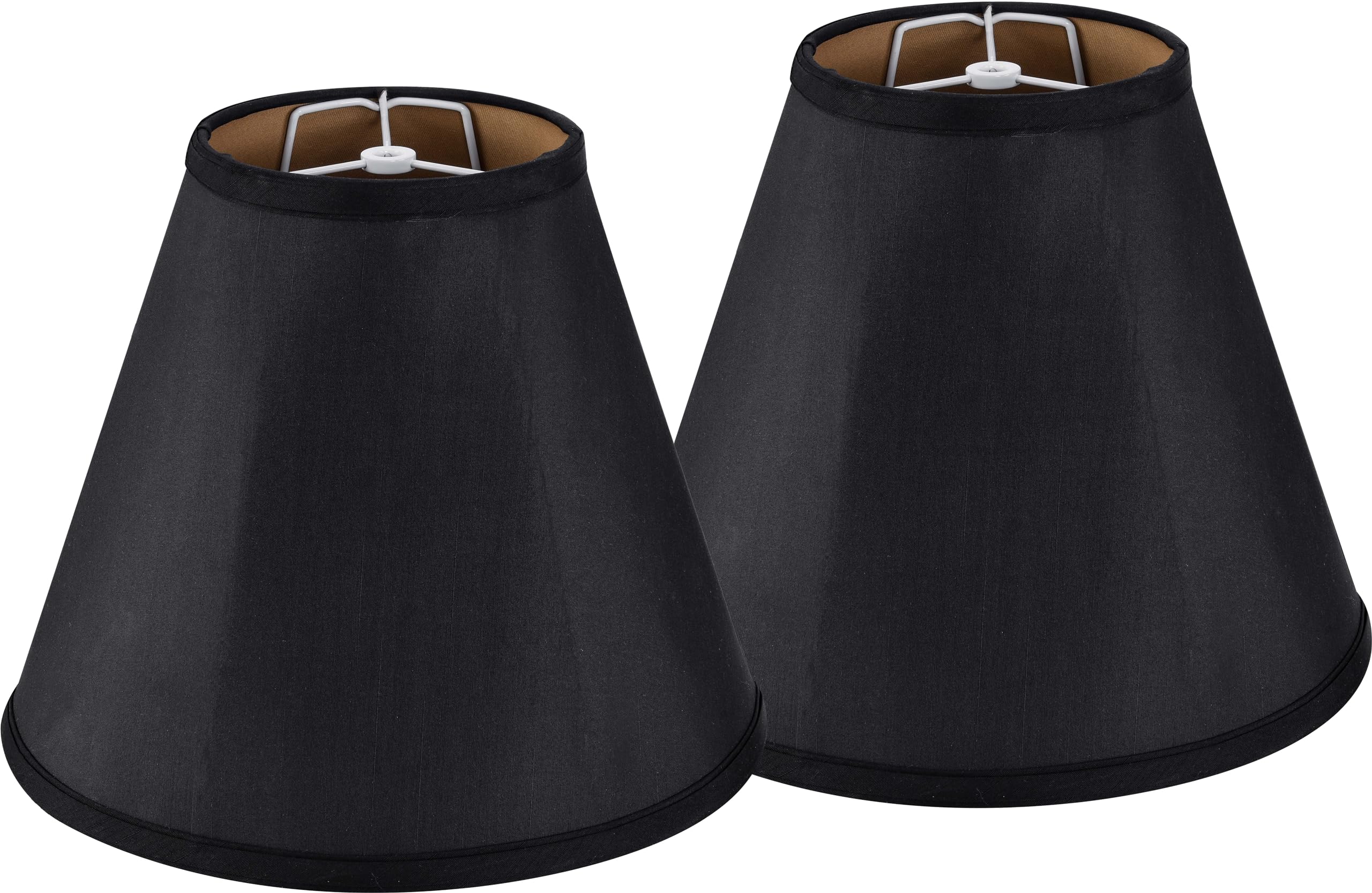 GO&SO Black Bell Lamp Shades Set of 2 Meduim Lamp Shade 5.9" Top x 13.4" Bottom x 10.6" High(Spider Fitter) Modern lampshade for Table and Bedside Lamp - Replacement Lampshade in Natural Linen