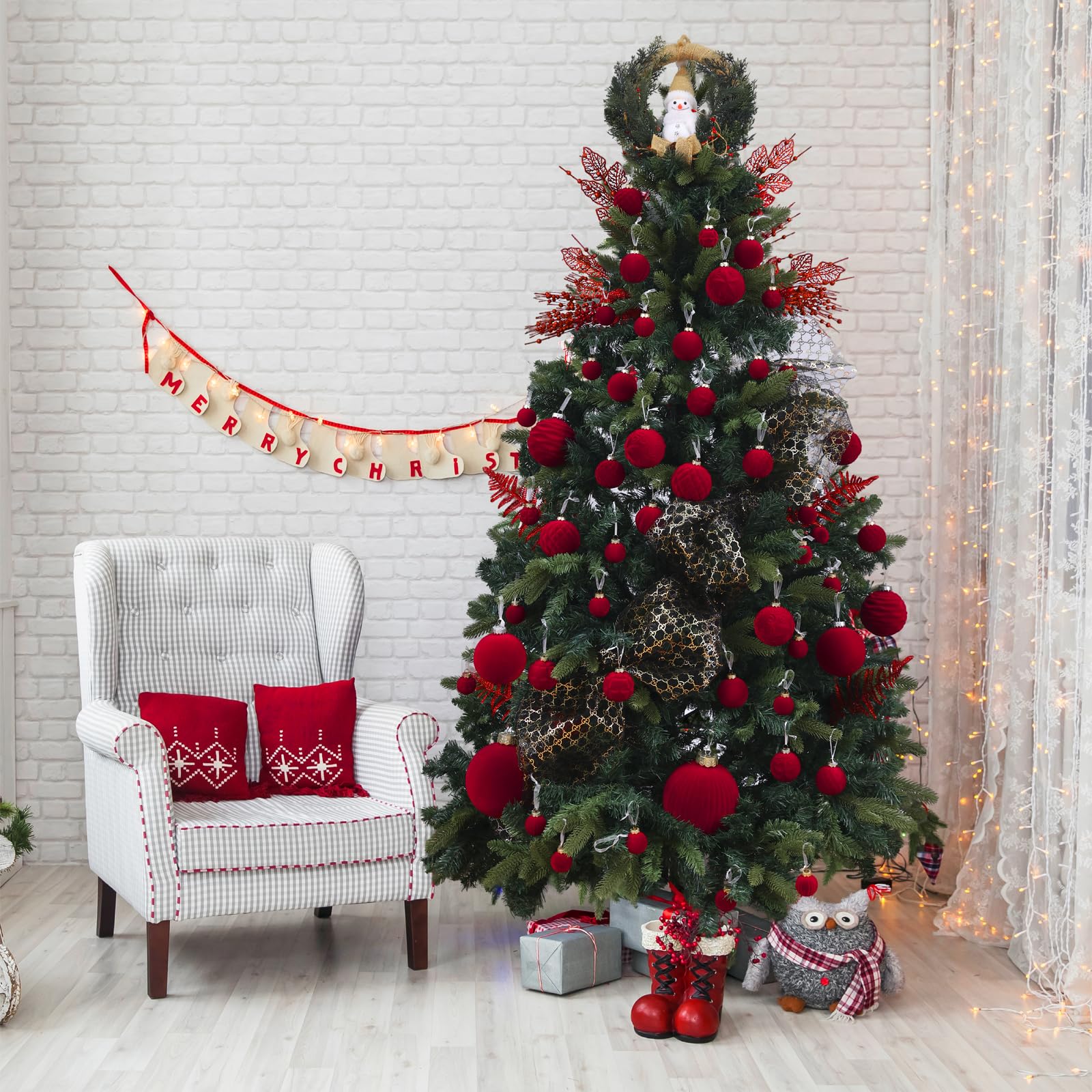 Paquete de 24 adornos para árbol de Navidad, flores artificiales con purpurina, tallos de bayas de Navidad, ramas para decoración de árbol de Navidad, relleno de jarrón, vacaciones, boda, fiesta,
