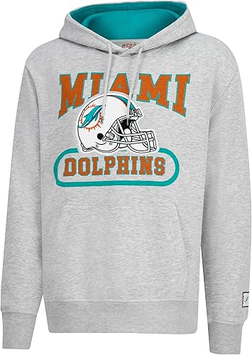 Ultra Game NFL Official Adults Super Soft Beast Mode Hoodie Sweatshirt - Unisex, Miami Dolphins, Heather Grey, Large