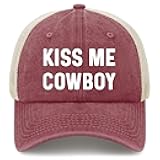 Kiss Me Cowboy Hat Trucker Hat for Women Fashion Baseball Hat Funny Birthday Gifts for Women