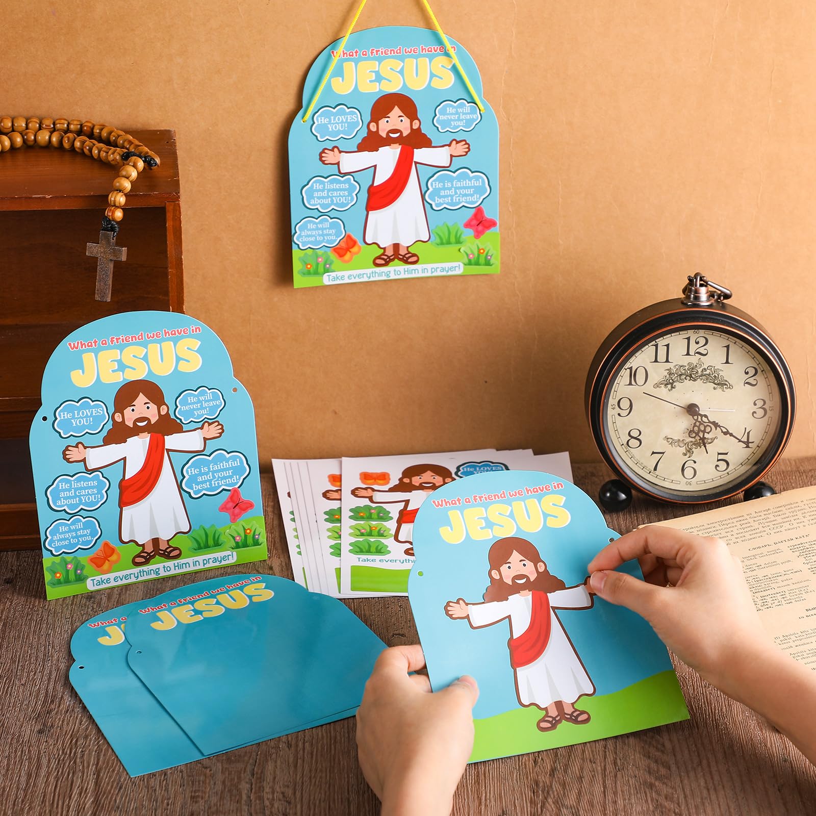 Motipuns Bastelset "What a Friend We Have in Jesus", christlicher Urlaub, Bibelschule, Basteln für Kinder, Klassenzimmer, Sonntag, Schule, Kirche, Aktivitäten, Camping, Partygeschenke, 24-teilig