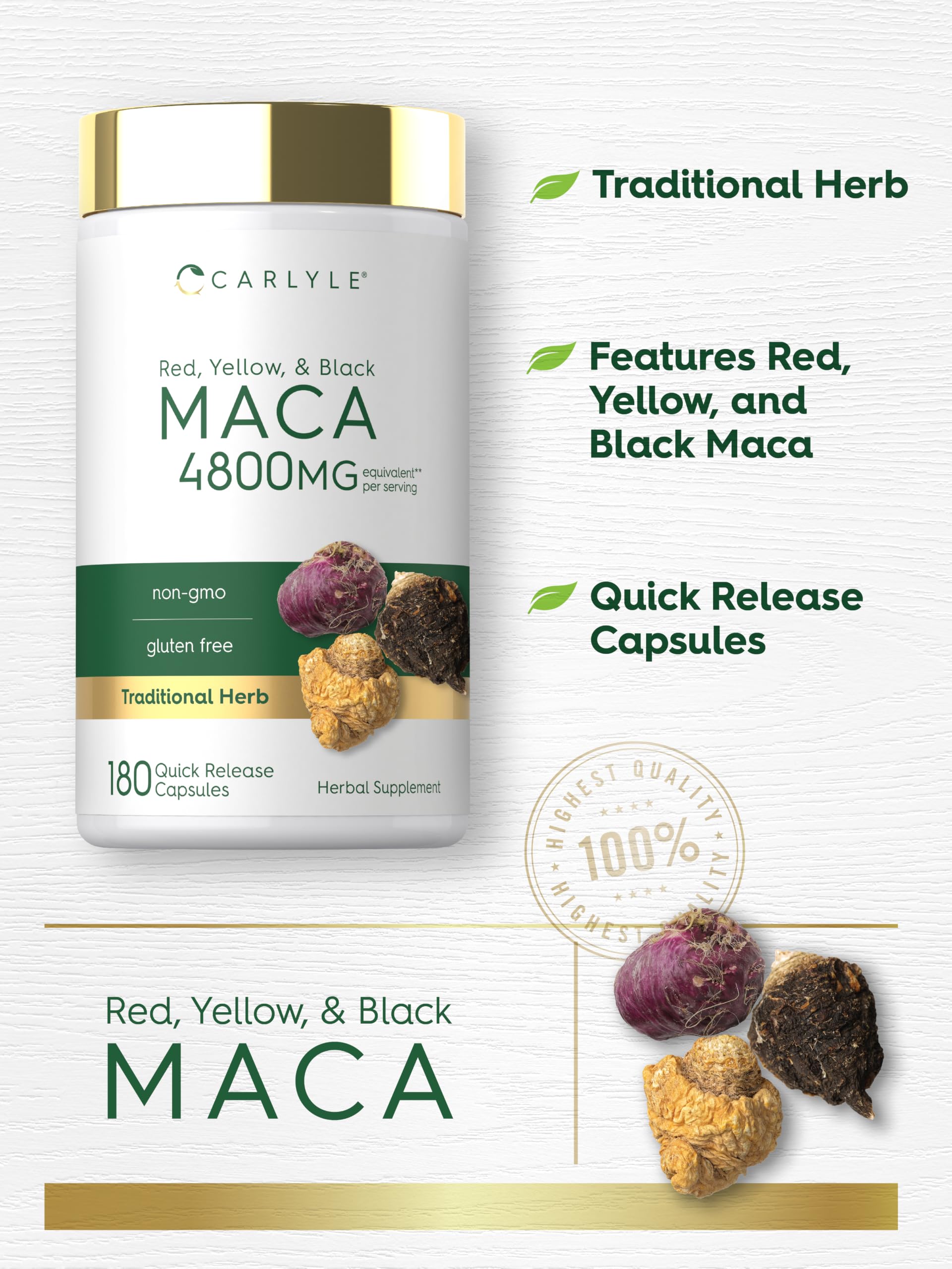 Carlyle Maca Root Capsules for Women & Men | 180 Count — Amazon image 4