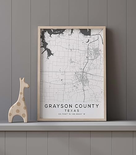 Miniatura 9 de Mapa de Grayson County, Texas, Light 2 (16x20)