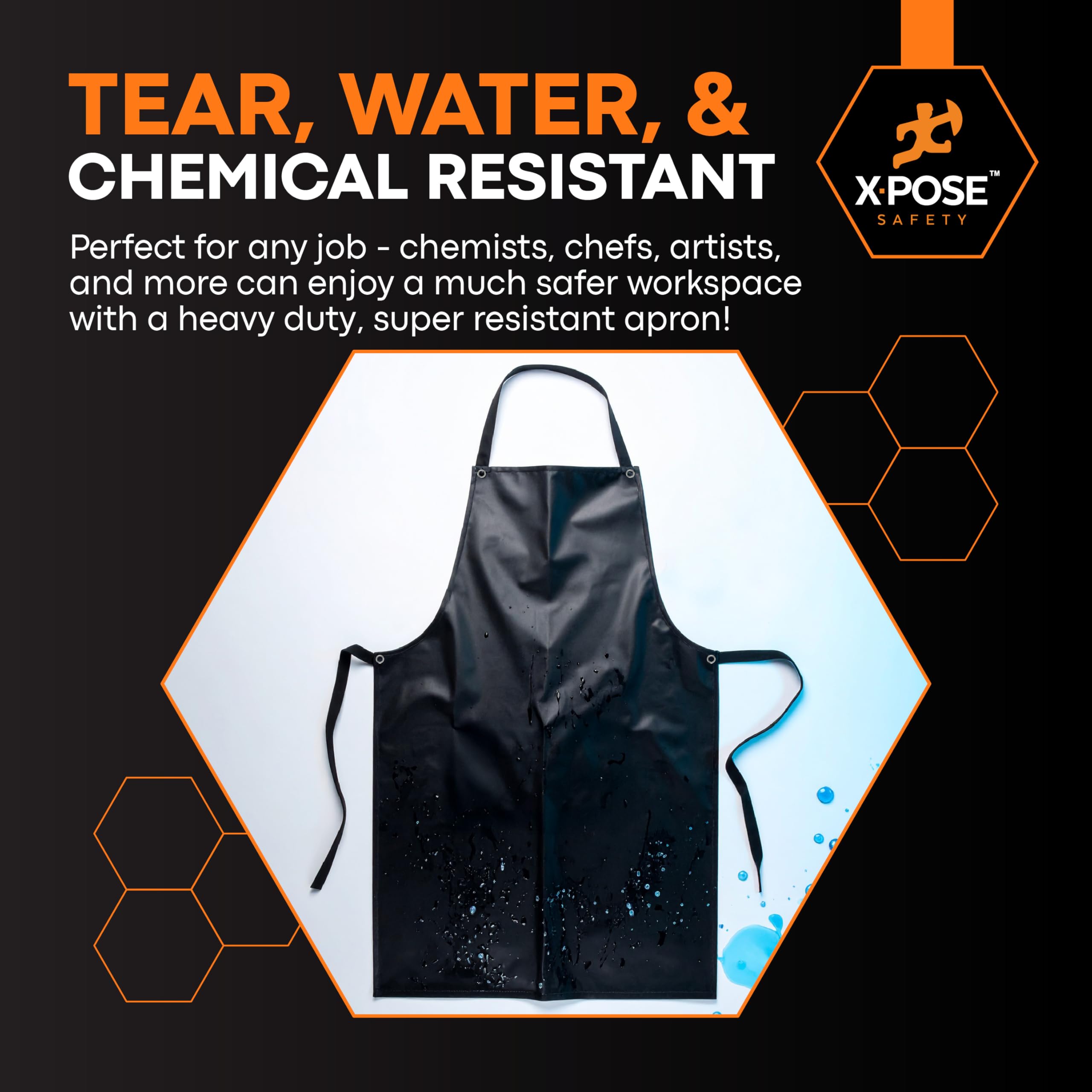 Xpose Safety Heavy Duty Vinyl Apron - Industrial Grade Waterproof Material For Ultimate Protection, Lab Work