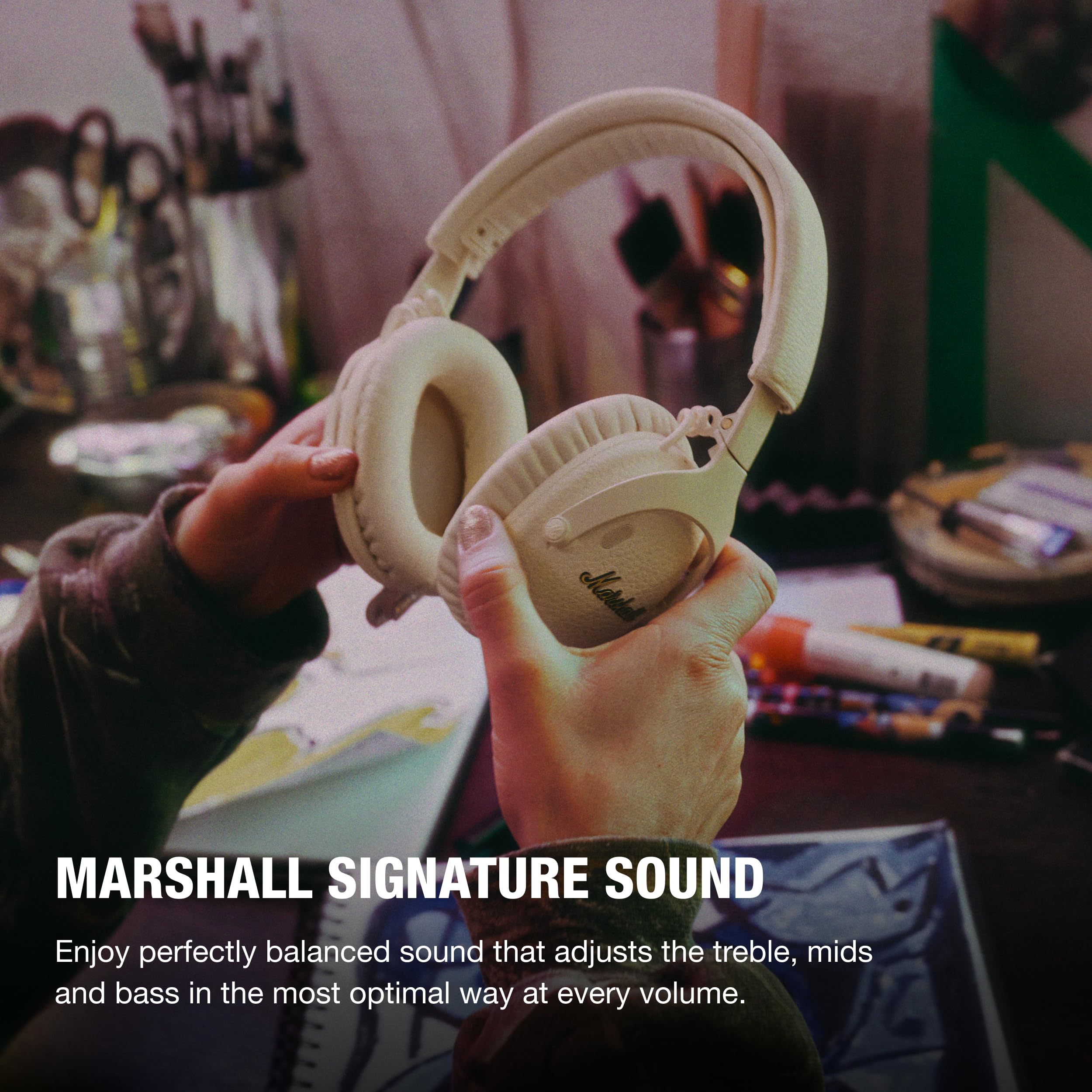 Marshall Monitor III ANC Over Ear Bluetooth Headphones - Cream