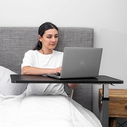 Miniatura 2 de Roscoe Medical Bandeja de cama con ruedas - Mesa de bandeja rodante para cama o silla - Mesa auxiliar de cama para laptop comer marrón