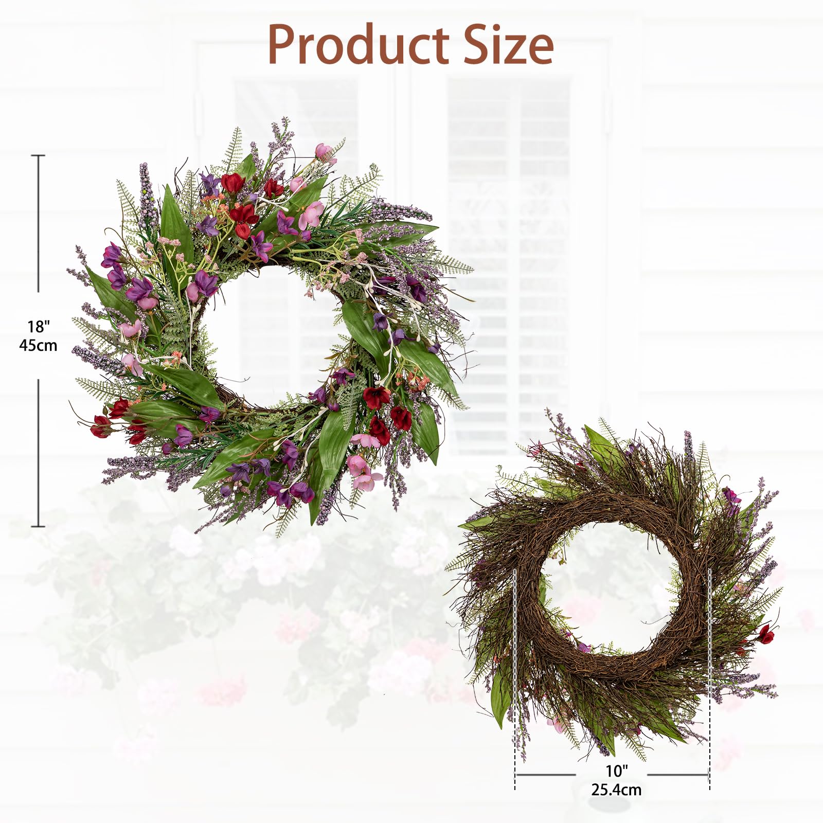 Amazon.com: Briful 18'' Artificial Lavender Wreath Year-Round Faux