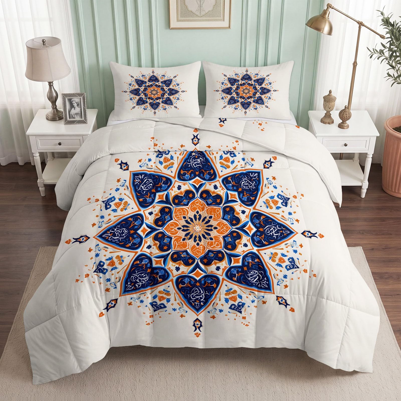 Piumino reversibile, moderno, geometrico, senza rivestimento, 200 x 200 cm, 4 stagioni, motivo floreale, stelle, lavabile, per tutte le stagioni, leggero e morbido, con 2 federe da 80 x 80 cm