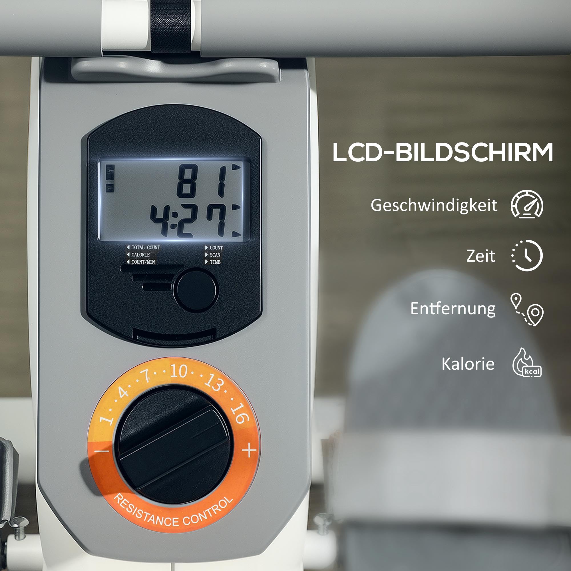 SPORTNOW Rudergerät für Zuhause Leises Magnetisches Rudergerät | 16 Widerstandsstufen, LCD-Monitor, Rudermaschine mit Telefon-/IPAD-Halter, für Cardio-Training, bis 150kg belastbar