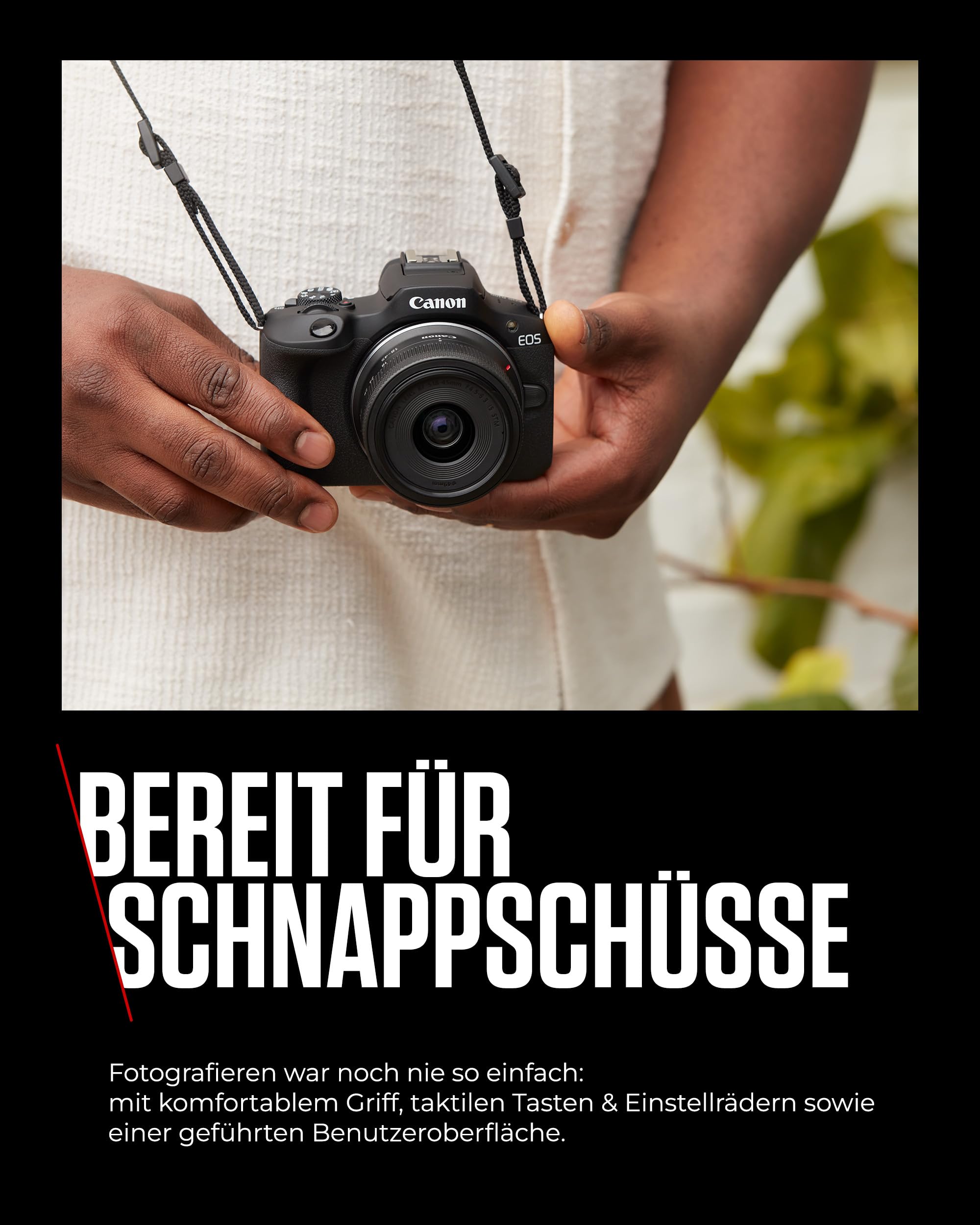 Canon EOS R100 mit RF-S 18–45mm – 24,1 MP APS-C Systemkamera – Dual Pixel AF, 4K-Video, 6,5 B/s, Augen- & Gesichtserkennung, WLAN & Bluetooth - Perfekt, um kostbare Erinnerungen festzuhalten