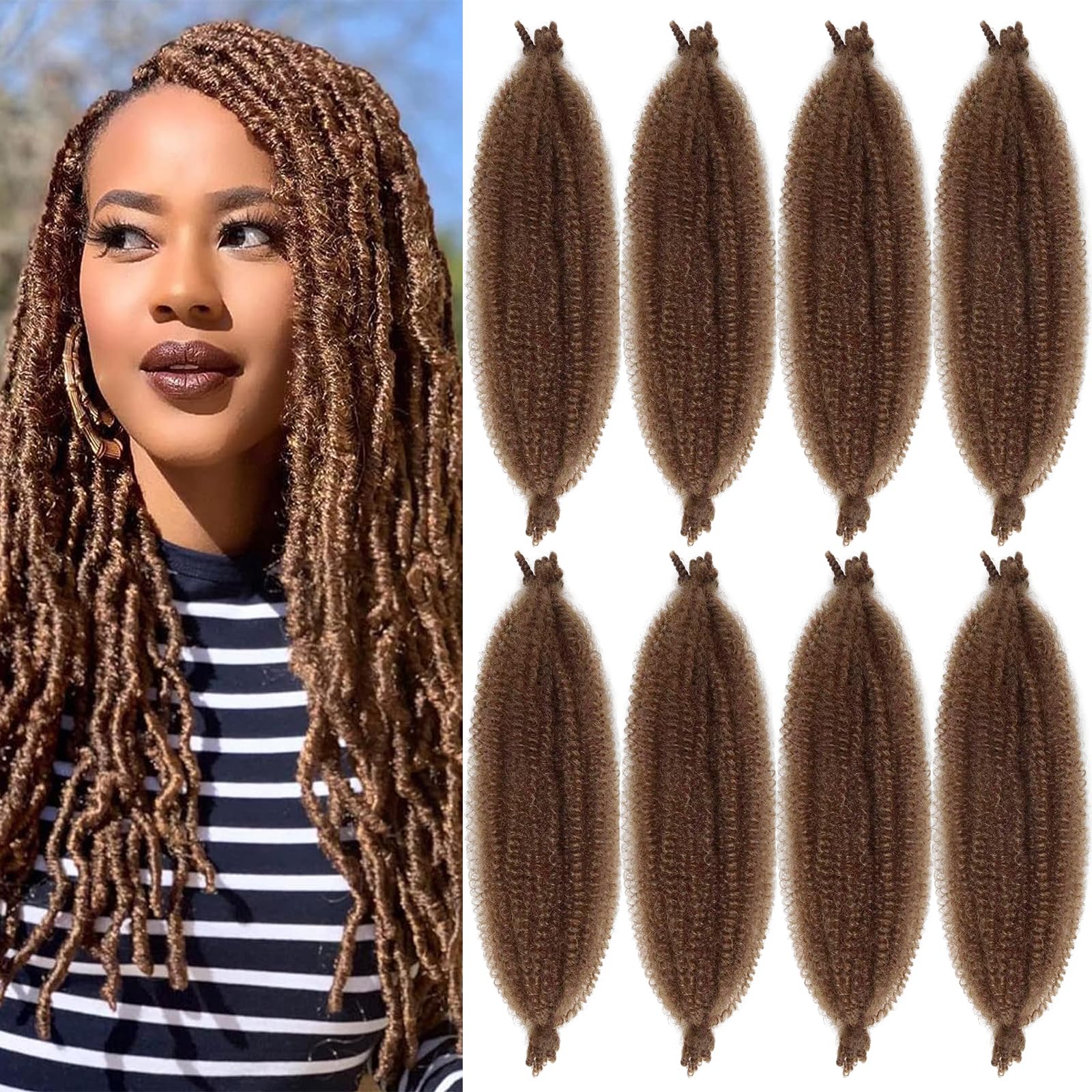 Amazon.com : Color 30 Springy Afro Twist Hair 30# Brown Kinky