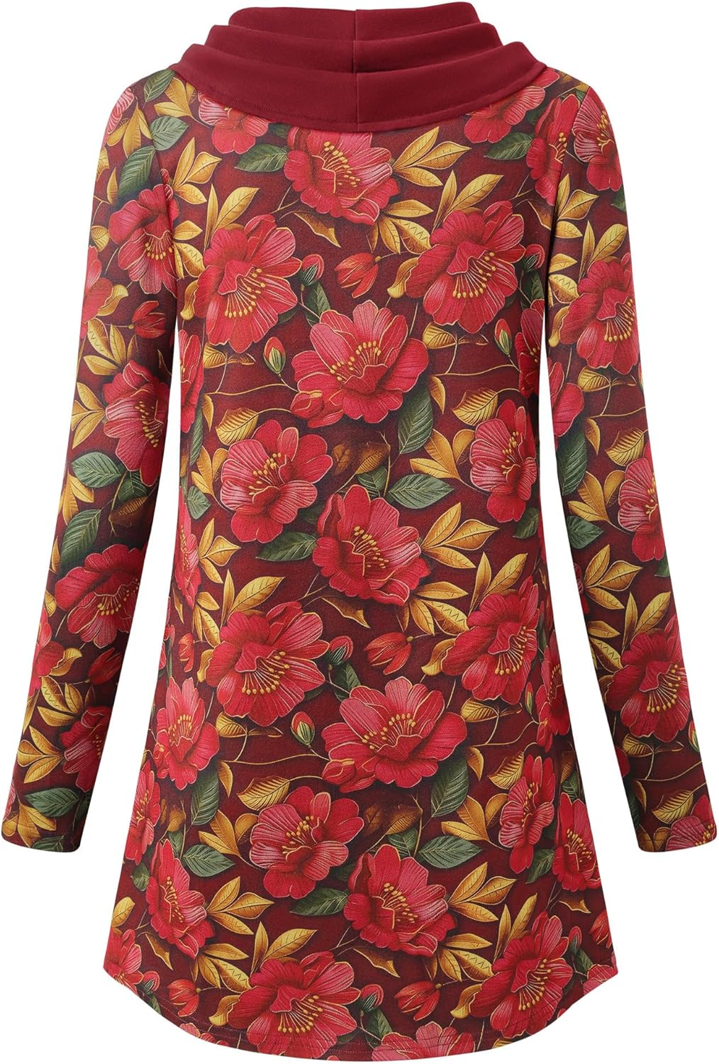 Bebonnie Womens Long Sleeve Cowl Neck Warm Splicing Tunic Tops with Buttons - Image 4