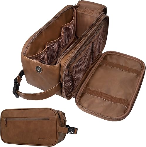 PAVILIA Bolsa de aseo para hombres, kit de afeitado de artículos esenciales de viaje, bolsa de viaje para hombre, organizador de artículos de aseo