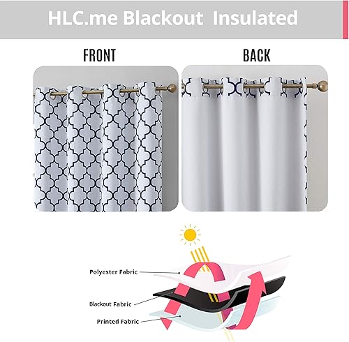 Miniatura 3 de HLC.ME Cortinas decorativas opacas con estampado de celosía, 54 pulgadas de largo, paneles de cortinas de ventana con aislamiento térmico y ojales