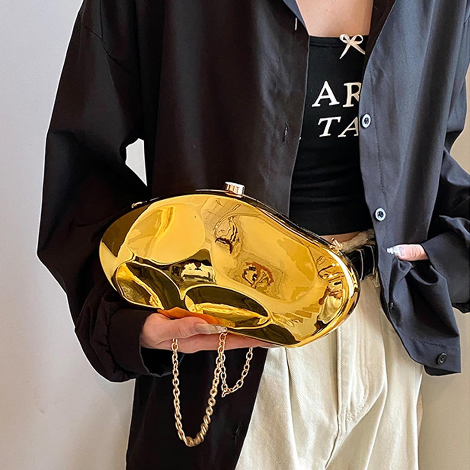 Gold Shell Acrylic Clutch Purses for Women for Evening & Party & Prom - Image 4