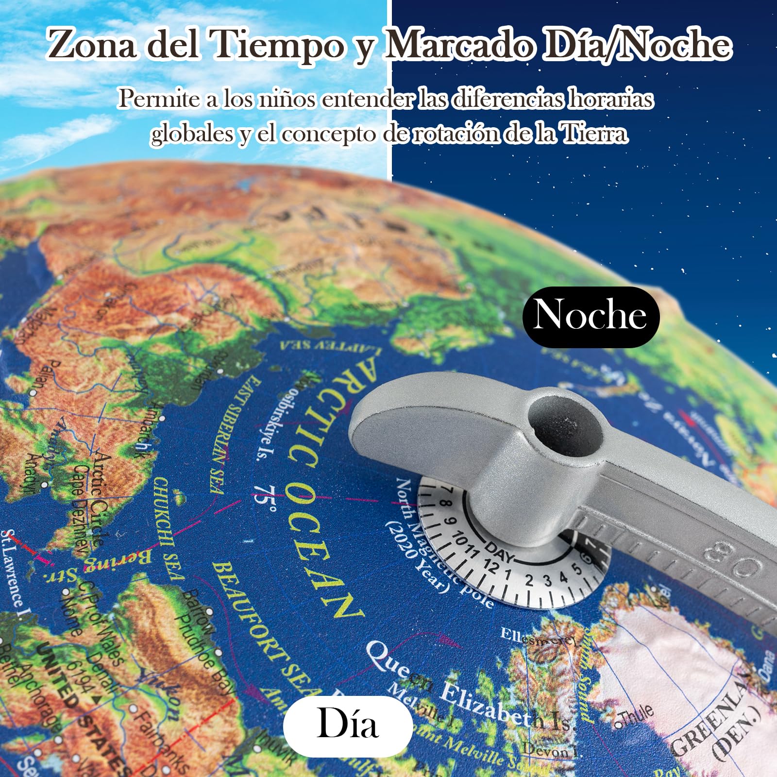GIANTEX Globo Terráqueo Iluminado 30 cm, Mapa en Inglés, Bola del Mundo Giratoria con Base de Madera, Decoración Educativa, Globo Terrestre para Niños y Adolescentes