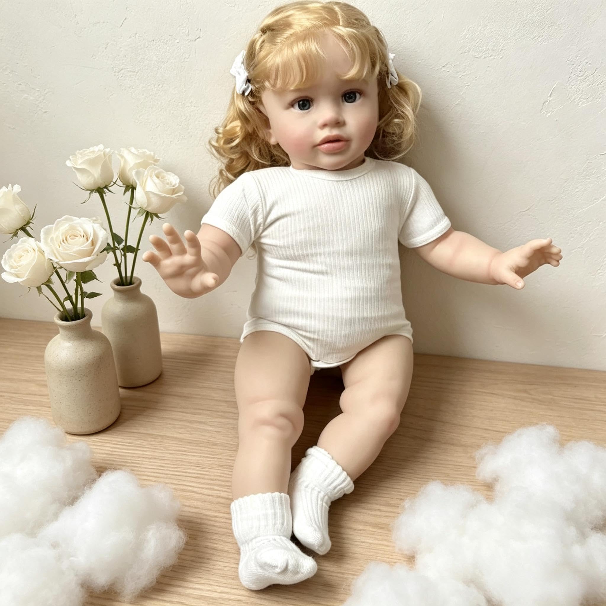 Muñecas Reborn Realista 26 Pulgadas 66 cm Muñeca de Bebé Reborn Niña Pelo Rubio, Cuerpo De Tela Suave, Muñecas de Bebés Realistas Que Parecen de Verdad para Niños