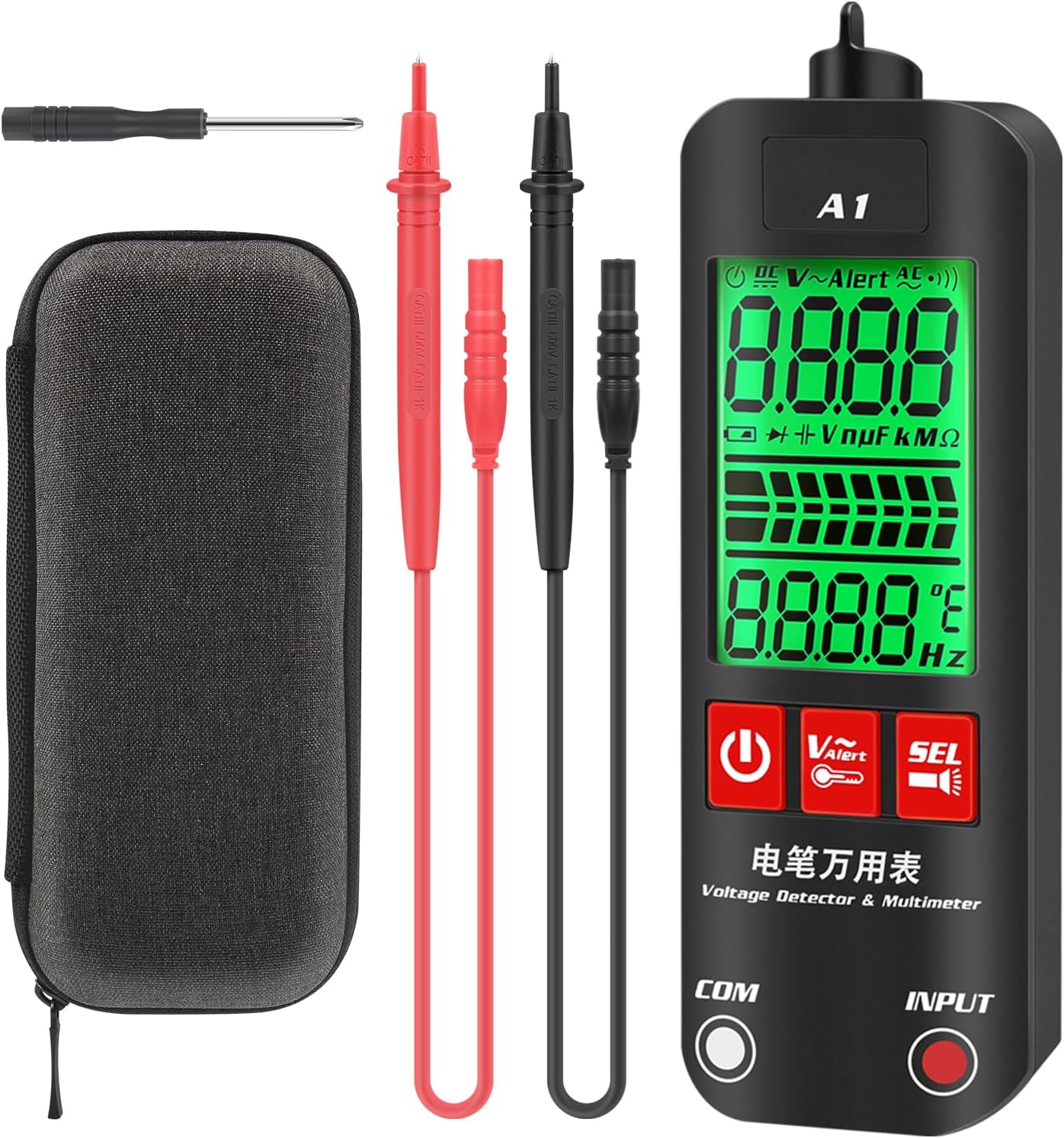 Dreafly A1 Fully Automatic Anti-Burn Intelligent Digital Multimeter Voltage Detection Multimeter LCD Display Digital Multimeter Tester Smart auto-ranging Voltmeter, A1 Cloth Bag