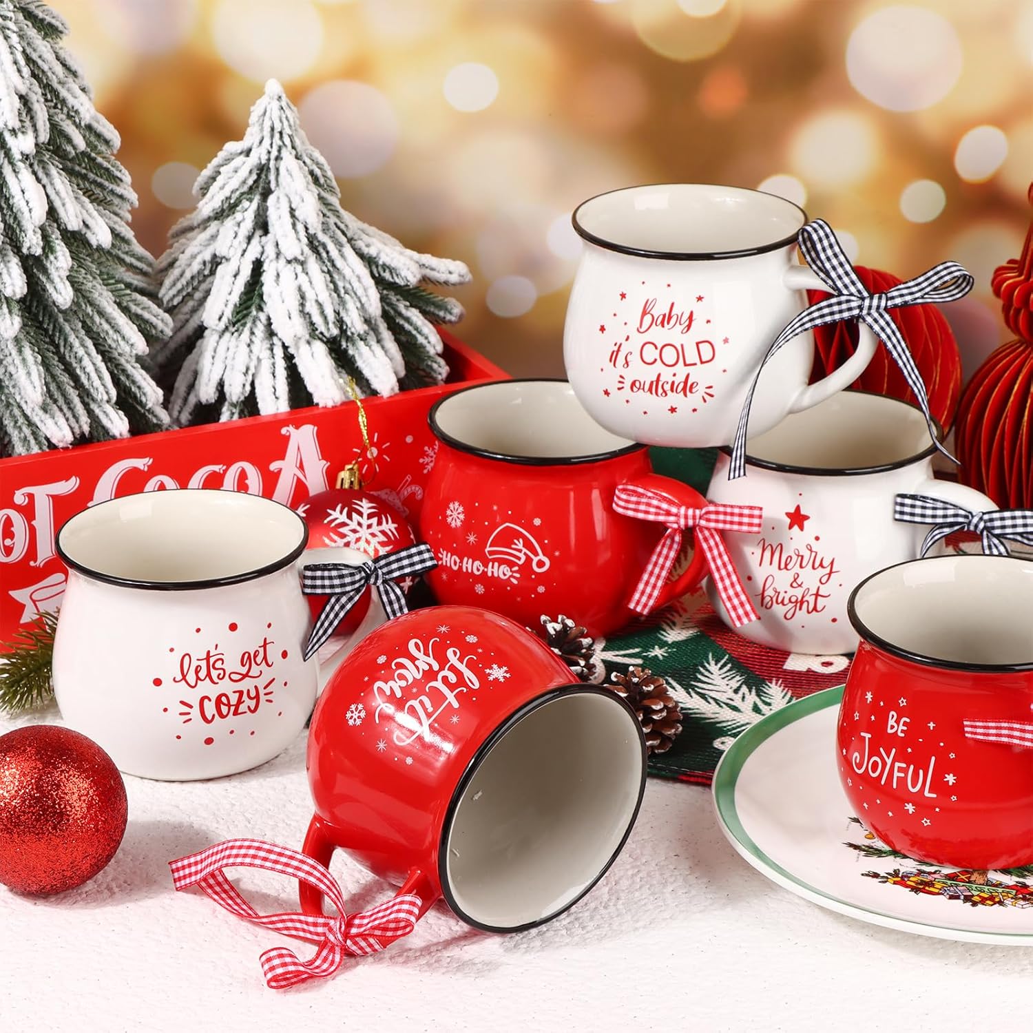 6 Pcs Christmas Coffee Mugs 12 oz Ceramic Mug Gift Holiday Hot Cocoa Ceramic Christmas Coffee Mugs Stackable Holiday Chocolate Mugs as Christmas Gifts for Family, Friends and Colleagues - Image 3